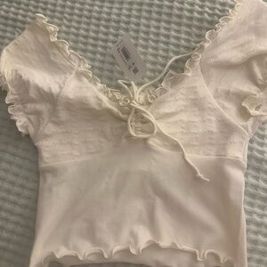 Altard state White Ruffled Crop Top intimate collection